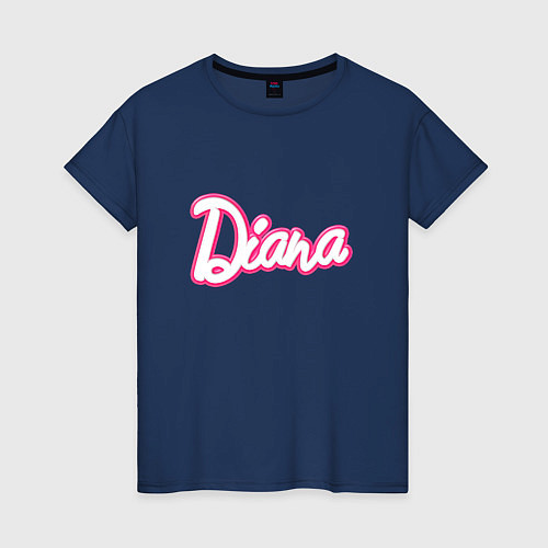 Женская футболка Диана в стиле барби - объемный шрифт / Тёмно-синий – фото 1