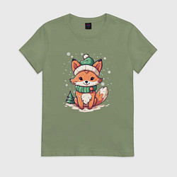 Женская футболка Милая новогодняя лисичка