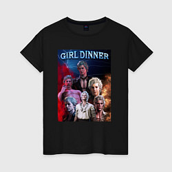 Футболка хлопковая женская Astarion Girl Dinner, цвет: черный