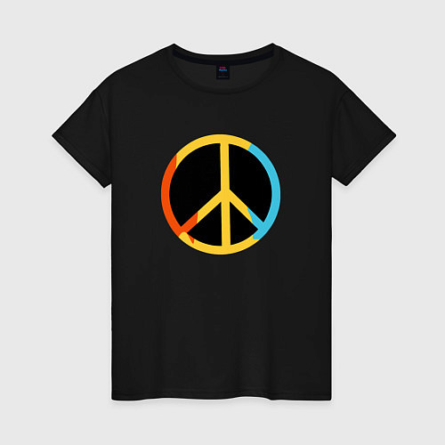 Женская футболка Хиппи знак разноцветный пацифик / Черный – фото 1
