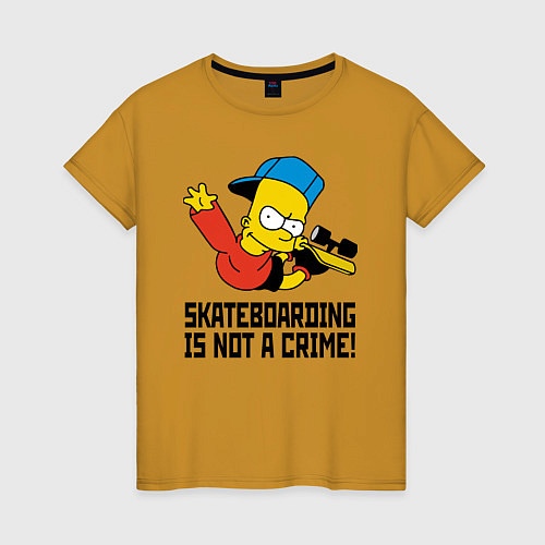 Женская футболка Барт Симпсон скейтбордист / Горчичный – фото 1