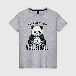 Футболка хлопковая женская Panda volleyball, цвет: меланж