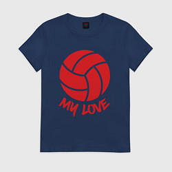 Футболка хлопковая женская Volleyball my love, цвет: тёмно-синий