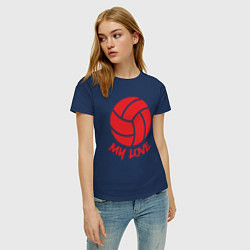 Футболка хлопковая женская Volleyball my love, цвет: тёмно-синий — фото 2