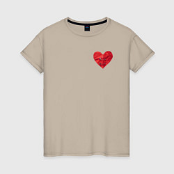 Женская футболка Бумажное разорванное сердце скрёпленное булавками