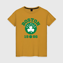 Футболка хлопковая женская Boston Celtics 1986, цвет: горчичный