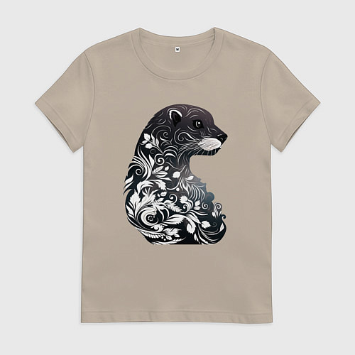 Женская футболка Цветочная выдра / Миндальный – фото 1