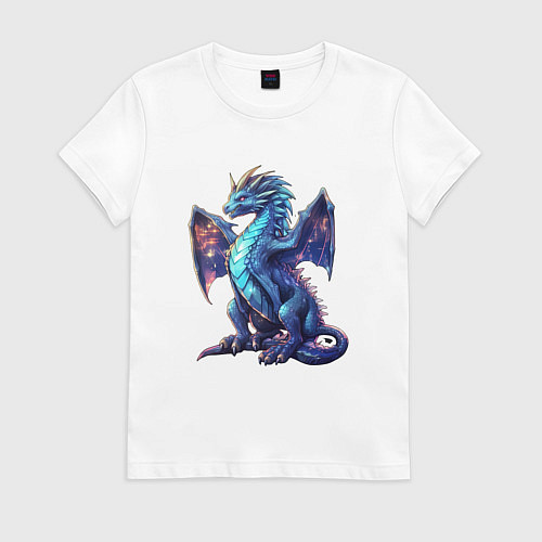 Женская футболка Синий новогодний дракон / Белый – фото 1