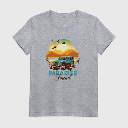 Женская футболка Красивый закат и джип