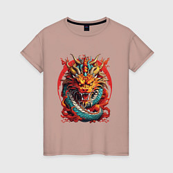Женская футболка Китайский дракон в огне