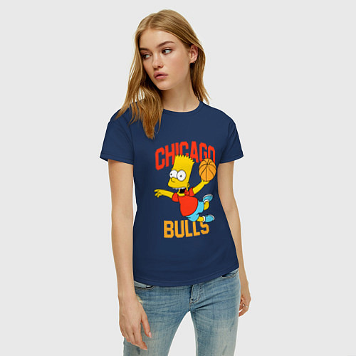 Женская футболка Чикаго Буллз Барт Симпсон / Тёмно-синий – фото 3