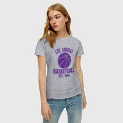 Футболка хлопковая женская Basketball Los Angeles, цвет: меланж — фото 2