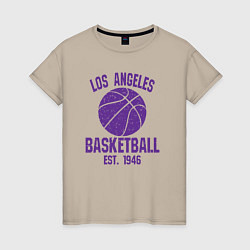 Футболка хлопковая женская Basketball Los Angeles, цвет: миндальный