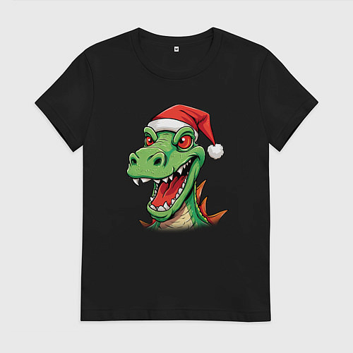 Женская футболка Новогодний малыш-дракон / Черный – фото 1