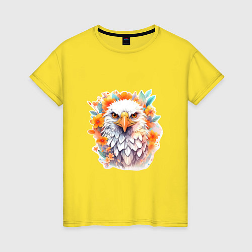 Женская футболка Орел в цветах / Желтый – фото 1