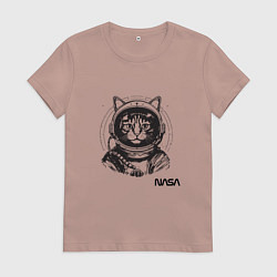 Женская футболка Кот - космонавт - nasa