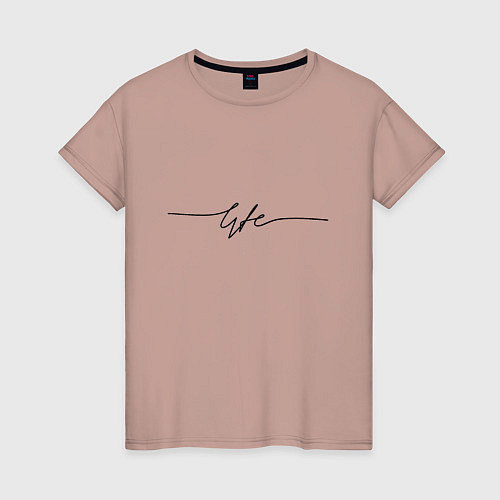 Женская футболка Life в одну линию / Пыльно-розовый – фото 1