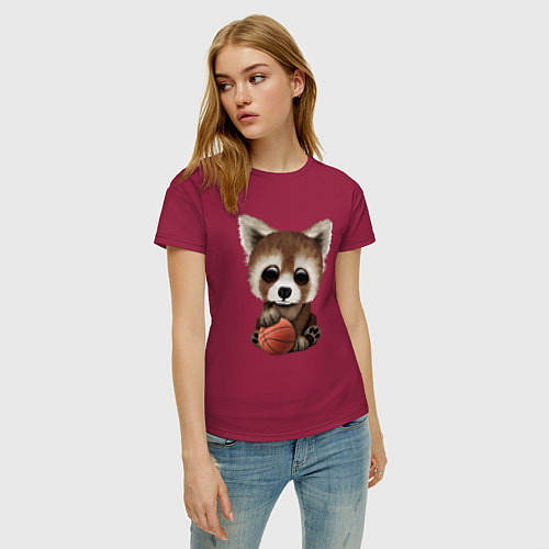 Женская футболка Красная панда баскетболист / Маджента – фото 3
