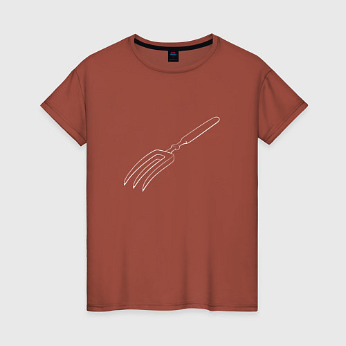 Женская футболка Невозможная вилка на тёмном / Кирпичный – фото 1