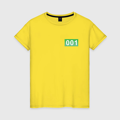 Женская футболка Номер 001 - Игра в кальмара / Желтый – фото 1