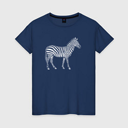 Женская футболка Гравюра зебра в профиль