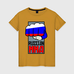 Футболка хлопковая женская Russian MMA, цвет: горчичный