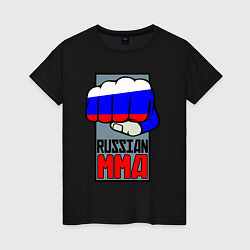 Футболка хлопковая женская Russian MMA, цвет: черный