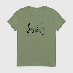 Женская футболка Ноты на волне