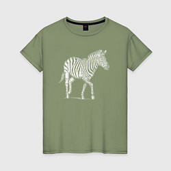 Женская футболка Гравюра зебра скачет