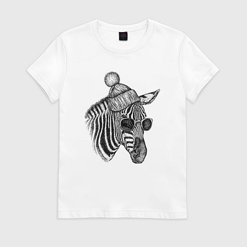 Женская футболка Зебра хипстер / Белый – фото 1