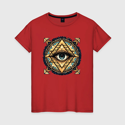 Женская футболка Всевидящее око ар-деко / Красный – фото 1
