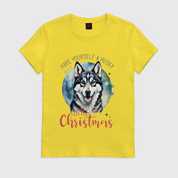 Женская футболка Christmas husky
