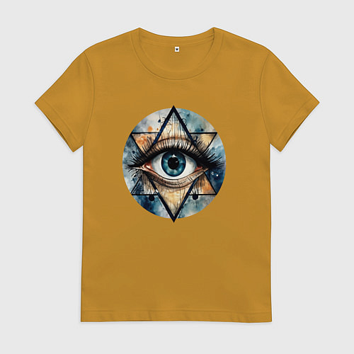 Женская футболка Акварельный глаз / Горчичный – фото 1