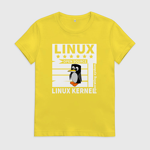 Женская футболка Пингвин программист системы линукс / Желтый – фото 1