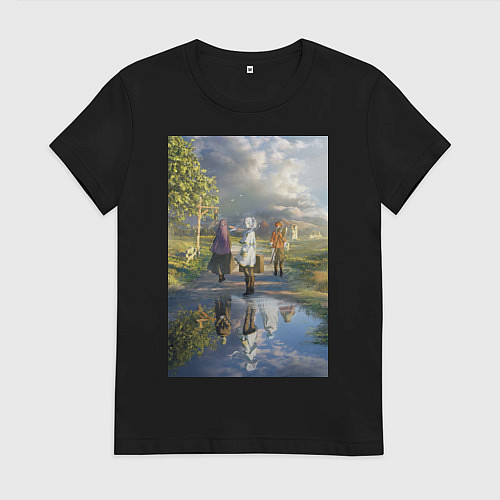 Женская футболка Фрирен провожающая в путь / Черный – фото 1