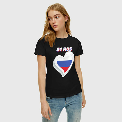 Женская футболка 51 регион Мурманская область / Черный – фото 3