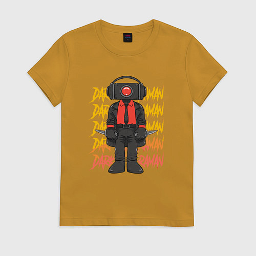 Женская футболка Чёрный КамераМен / Горчичный – фото 1