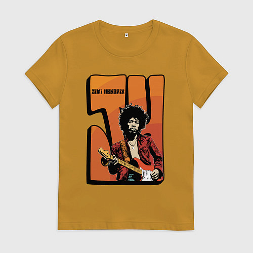 Женская футболка Джими Хендрикс светлая / Горчичный – фото 1