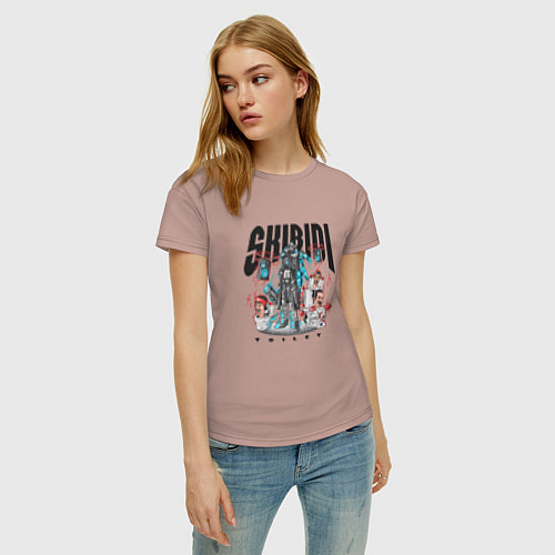 Женская футболка Скибиди туалет и титан / Пыльно-розовый – фото 3