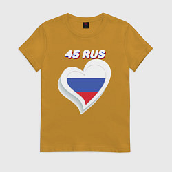 Футболка хлопковая женская 45 регион Курганская область, цвет: горчичный