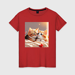 Женская футболка Кошки и сердечки