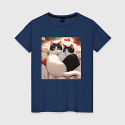 Женская футболка Милые кошки с сердеком