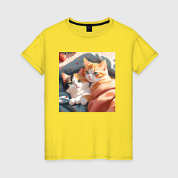 Женская футболка Милые котята под одеялом