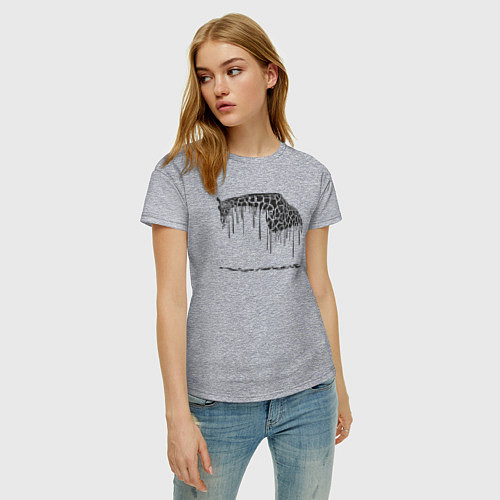 Женская футболка Чернильный жираф / Меланж – фото 3