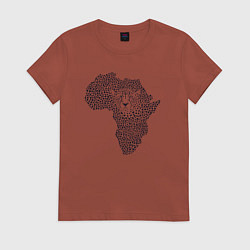 Футболка хлопковая женская Африканский леопард, цвет: кирпичный