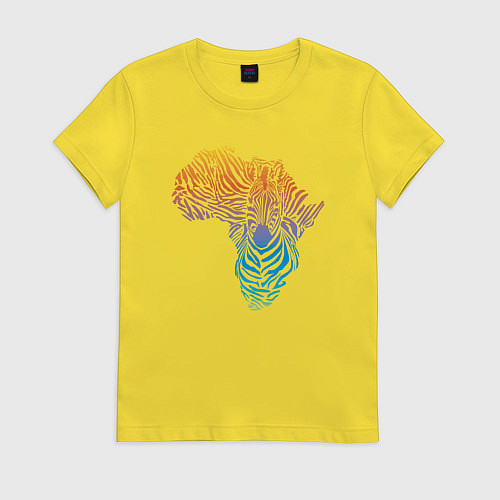 Женская футболка Разноцветная зебра / Желтый – фото 1