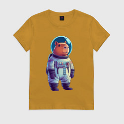 Женская футболка Капибара бравый космонавт