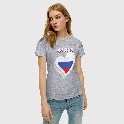 Женская футболка 41 регион Камчатский край / Меланж – фото 3