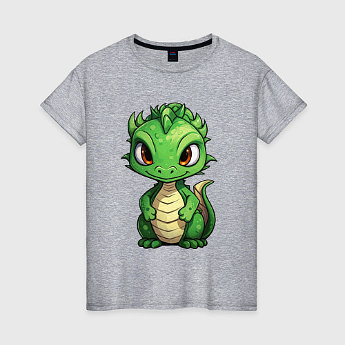Женская футболка Маленький дракон 2024 / Меланж – фото 1