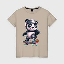 Женская футболка Cool panda on a skateboard - extreme